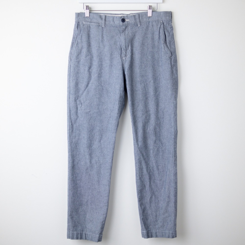 J‎ Crew Pants 770 Straight Mens 33x32 Blue Chambray Stretch Chinos L0719
